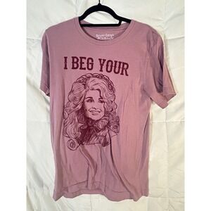 Rowdy Crowd Clothing Dolly Parton Graphic T Shirt Pink Purple Size Medium